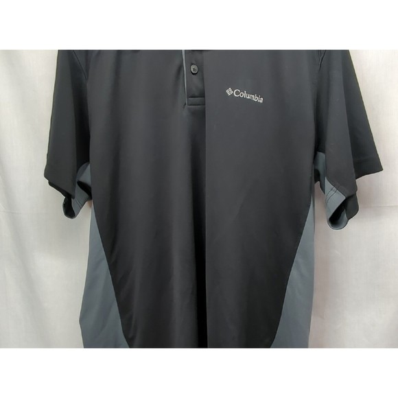 Columbia Polo Shirt Men's Sz L Loose Black Gray Light Breathable Omni-Shade - Picture 8 of 10